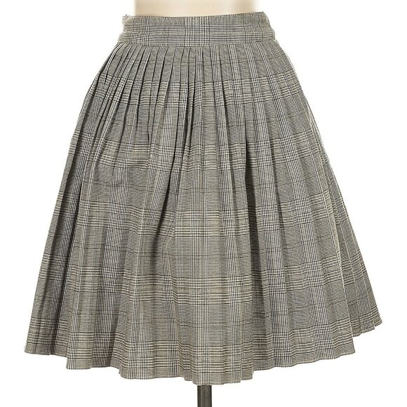 NWOT H&M Plaid Herringbone Pleated Academia Skirt - Picture 2 of 3